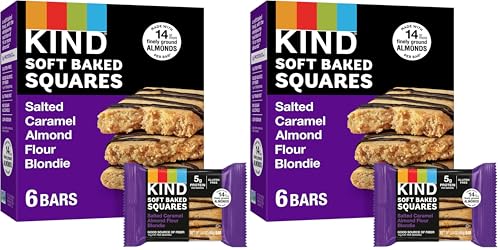 Image of KIND Soft Baked Squares, Salted Caramel Almond Flour Blondie, Healthy Snack Bars, Gluten Free, 5g Protein, 6 Count (Pack of 2)
