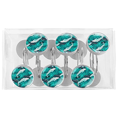 Crochets rideau de douche vagues en acier inoxydable design chic pour salle de bain