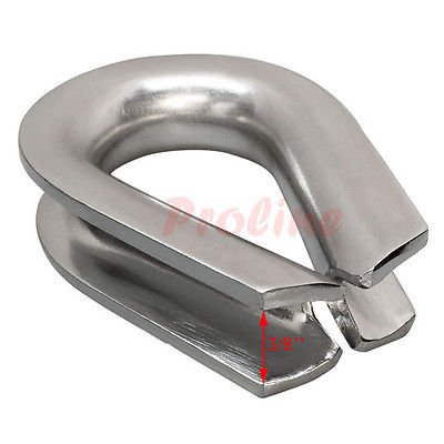 5 Pc 3/8'' Stainless Steel 316 Marine Heavy Duty Wire Rope Chain Thimble Rig Anchor Boat