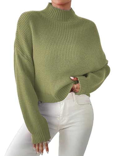 Image of Libsorge Womens Cute Lightweight Turtleneck Ultra Cropped Sweaters Spring 2025 Ribbed Knit Crop Thin Pullover Sweater