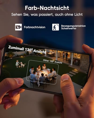 ZUMIMALL Überwachungskamera Aussen/Innen Akku, WLAN Kamera Doppelständer, Magnethalterung, kabellos, PIR-Bewegungserkennung, 2K-Nachtsicht, IP66 wasserdicht, 2,4 G Wi-Fi-kompatibel, Schwarz – Bild 4