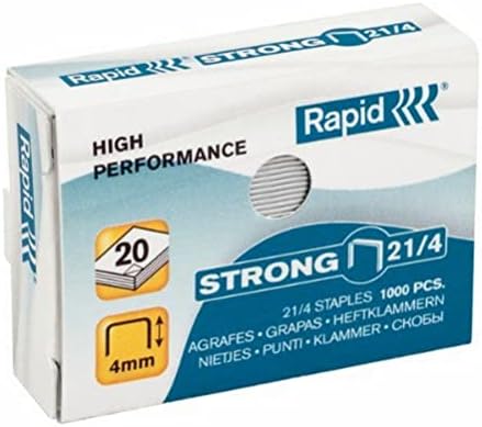 Rapid 23/6mm Standard Staples, For Stapling up to 20 Sheets, Use with Heavy Duty Staplers, Galvanised Wire, Box of 1000, 24869100