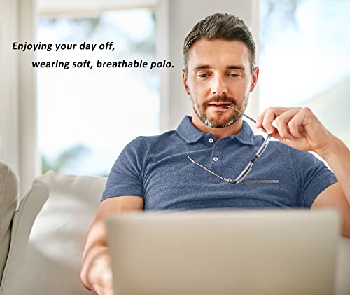 Mens Polo Shirts Short Sleeve With Pocket In Front Sport Casual Golf Polo Moisture Wicking Collared Tennis T-Shirt, Blue Grey 2Xl #TOP4