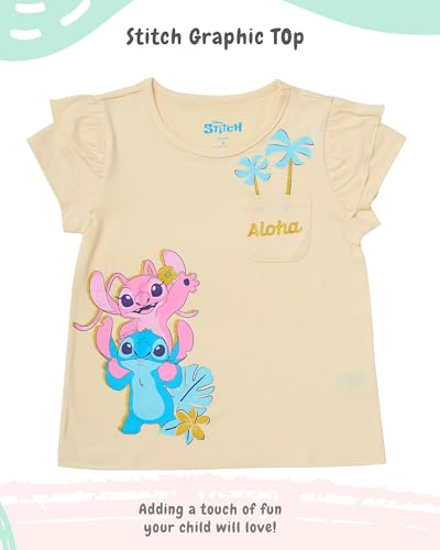 Image of Disney Lilo and Stitch Multi and Single Pack Short Sleeve T-Shirt, Girls Cute Outfits for Toddlers