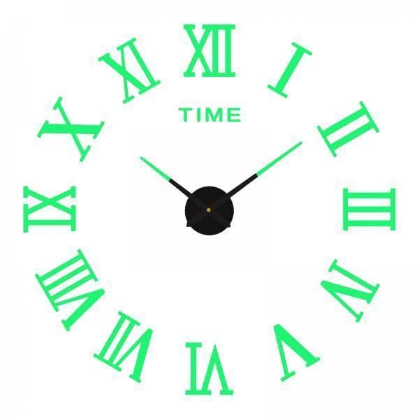 Horloge murale 3D romaine phosphorescente pour salon et chambre