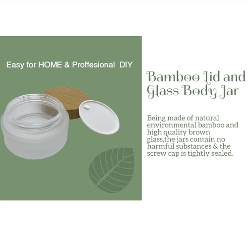Empty Refillable Frosted Glass Cosmetic Cream Jar 4 Pack 3.3 OZ/100g with Bamboo Lids,Skin Care Travel Containers Pot for Clay Masks,Butter,Body Scrub,Lip Balm, Ointments, Lotion Frost4
