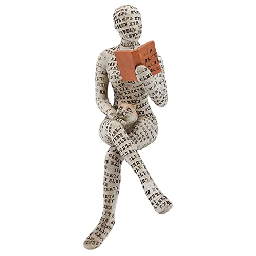 Jeanoko Resin Reading Woman Figurine Innovative Lady Reading Pulp Molding Lady Reading Ornaments Bookshelf Ornaments for Home Decoration(B) daily decoration