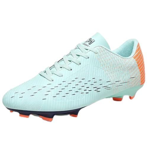 LECYGNB Zapatillas de Fútbol para Hombre Spike Profesionales Atletismo Entrenamiento Ligero Zapatillas de Deporte Turf Trainers Antideslizantes Botas de Fútbol Turquesa EU 39