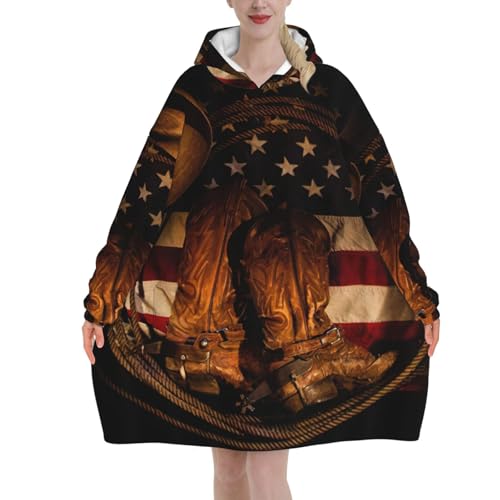 Couverture à capuche idée cadeau originale plaid flanelle épaisse motif drapeau américain