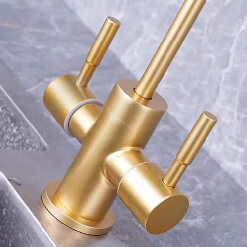 Robinet de purificateur d'eau double sortie en acier inoxydable or brossé B - 4