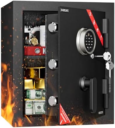 Fireproof Safe Box 79.8L, Black Wave Steel Security Safe with 1 R...