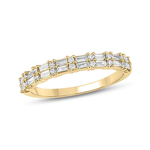 Cali Trove 1/3 Natural Diamond Ring in 14Kt White Yellow and Rose Gold | Layered Stackable Bands | Minimal Jewelry for Everyday | Anniversery Gifts | Graduation Rings | Gifts for Her