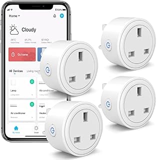 Smart Plug, SURFOU Wifi Plugs that Work with Alexa Amazon Echo, Google Assistant, Wireless Wi-Fi Smart Life Socket with Energy Monitoring App Remote Control Timer Switch Outlet for Home 4 pack