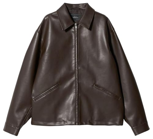 [ユナイテッドアローズ グリーンレーベル リラクシング] レザーライク ジップ ブルゾン 32251000030 2970 DK.BROWN(29) L