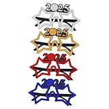 TOGEVAL 4 Piezas Unidades Gafas Digitales Forma Estrella Montura Colores Surtidos Gafas Divertidas Fiestas Prop para Año