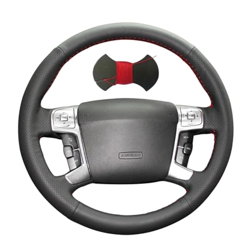 Shining wheat Funda de cuero negro para volante de coche para Ford Mondeo Mk4 2007 2012 S Max 2008
