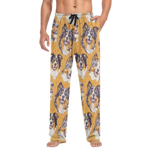 Australian Shepherd Dog Pattern Men's Pajama Pants for Men Lounge Pants Pajama Bottoms Soft Long Sleep Pant Lightweight