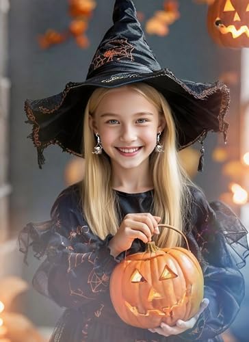 Halloween Earrings for Women Dangle,Cute Halloween Gifts for Women,Scary Skull Drop Earrings — view 2