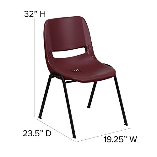Flash Furniture Hercules Series 880 Lb. Capacity Burgundy Ergonomic Shell Stack Chair With Black Frame #TOP2