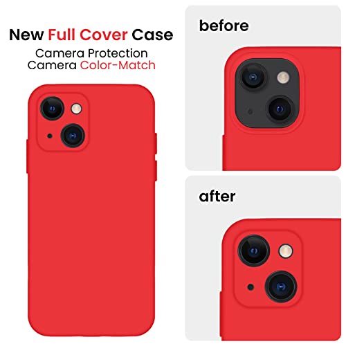 Image of FireNova Designed for iPhone 13 Case, Silicone Upgraded [Camera Protection] Phone Case, Soft Anti-Scratch Microfiber Lining Inside, 6.1 inch, Red