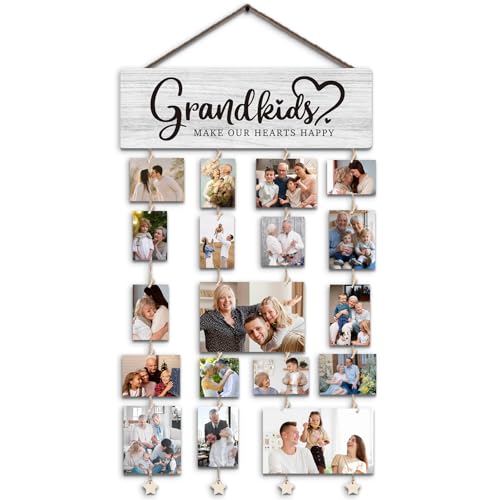 SJDFCSA Gifts for Grandparents Grandkids Picture Frames Gifts for Grandma Nana Grandmother from Granddaughter Grandson Grandkids Make our Hearts Happy Photo Collage Frame for Wall Decor