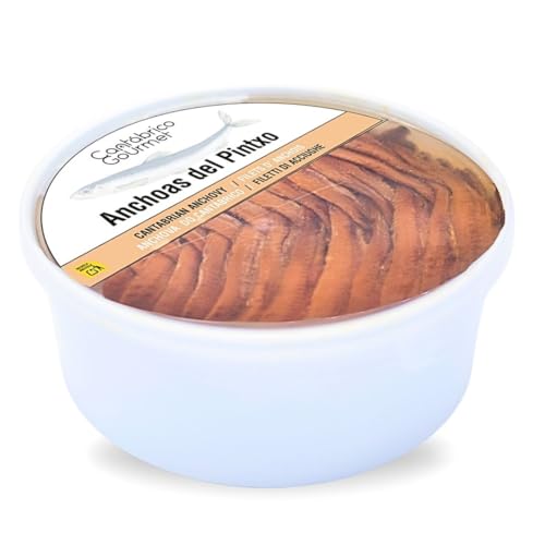 Anchoas de Santoña | Anchoas del Cantábrico en Aceite | 100/130 Filetes Artesanales Premium | Anchoa de Pintxo (760gr) en pandereta | Sabor Intenso Ligero en Sal | Elaborado por Casa Santoña