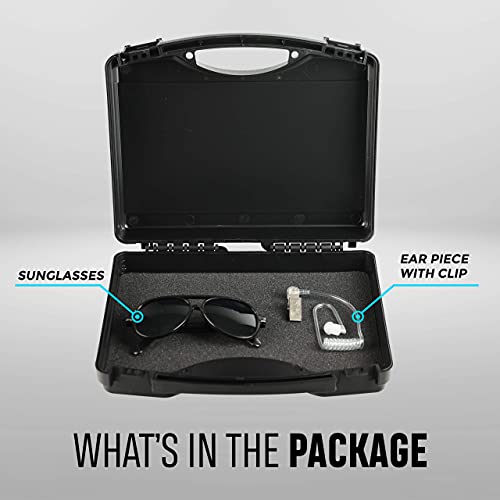 Wedding Ring Security Box with Black Sun Glasses and Top Secret Spy Ear Piece Ring Bearer Gifts Special Agent Ring Bearer Suitcase for Kids