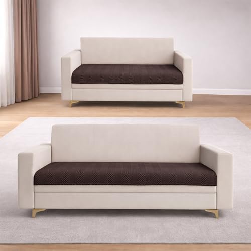 Image of Homerz Premium Velvet Sofa Cover Panel | Soft & Velvety Fabric | Rich Vibrant Colours | Sofa Protector for Living Room (Brown, 5 (3+2) Seater, Only Seat Cover)