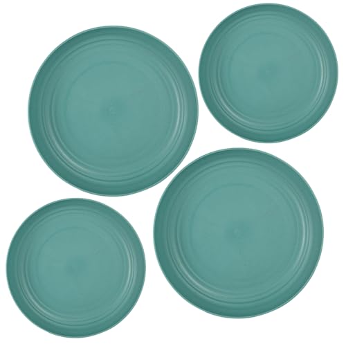 Image of Wheat Straw Dinnerware Sets for Salads, Fruits, Rice, Noodles, Dining Table Meals, Wedding, Halloween, Pasta, Sandwich, Dessert, Salad, Appetizer Dishwasher Safe (20cm+23cm, Green, Pack of 4)