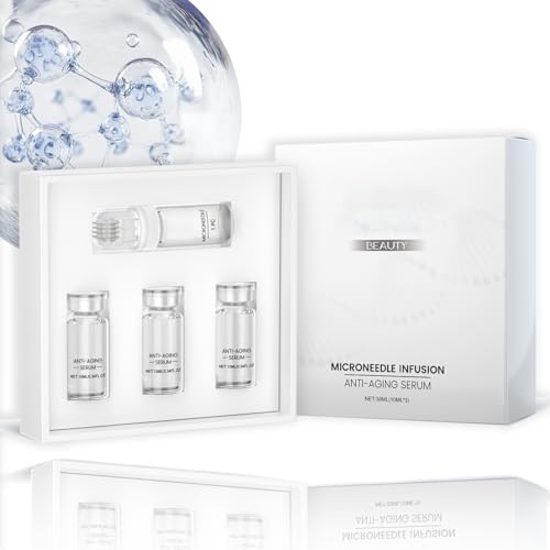 Micro Infusion System for Face Anti Aging Serum Set for Women Micro Infusion Facial System Hyaluronic Acid & Peptide Serum Reduces Wrinkles Hydrating Enhances Elasticity (3*Serum+Roller)