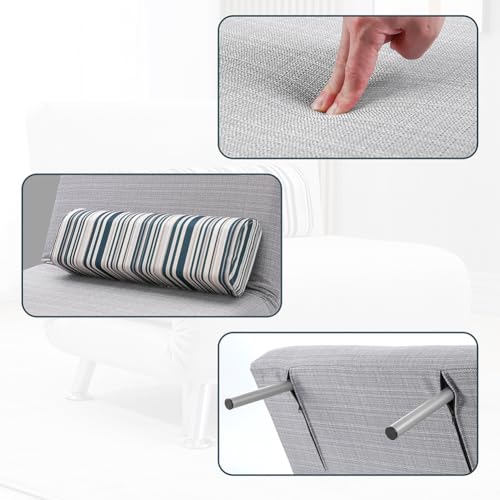 BAKAJI Schlafsofa, Einzelbett, Gestell aus Metall, Bezug aus Baumwolle, gepolstert, Rückenlehne mit 5 Positionen verstellbar. Maße 75 x 70 x 75 cm.