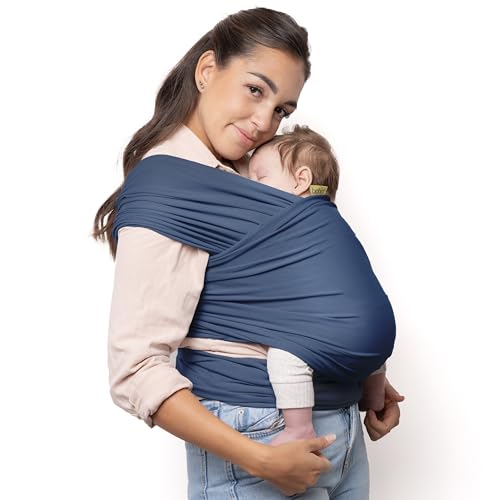 Image of Boba Baby Wrap Carrier – Original Baby Sling Carrier for Newborns (7–35 lbs), Soft, Secure, Hands-Free & Ergonomic, Ideal for Comfortable Bonding, New Parents (Vintage Blue)