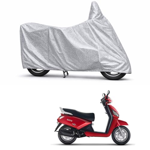 Image of 100% Waterproof Two Wheeler Body Cover Multi Layered Fabric Designed for Mahindra Gusto | Belt Buckle Lock | Silver Mag