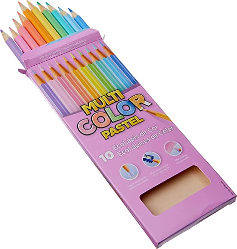 Kit Lapis De Cor 34 Cores Multicolor Básicas + Pele + Pastel