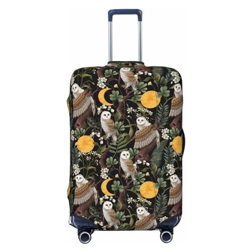 Owl Moon Flowers Luggage Cover Protector Anti-Scratch Washable Fits 18-32 Inch Luggage-Medium