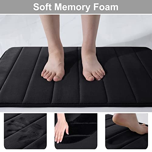 Badematte Homaxy Memory Foam Badteppich 41 x 61 cm Schwarz