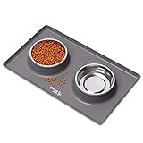 🐾 KOMPLETTSET: Dieses Set enthält 2 Schüsseln je 400ml und eine Unterlage. Die Näpfe können für Trocken- und Nassfutter sowie für Wasser verwendet werden