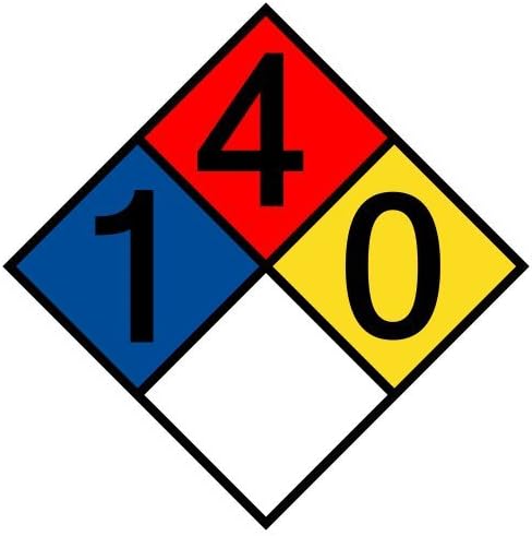 Nfpa 704 Hazmat Diamond Vinyl Stickers Signs Self-adhesive Lables Sticker Decal Signs Novelty Funny With 1-4-0-0 Rating, 15 X 15 In Multi Color