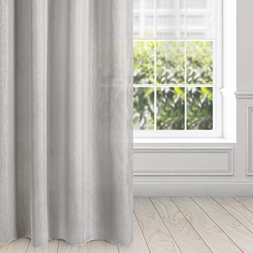 Eurofirany Elicia Smooth Glitter Shimmering Glitter Transparent 8 Eyelets Curtains Transparent Elegant Glamour Bedroom Living Room Lounge Polyester Silver 140 x 250 cm - Image 3