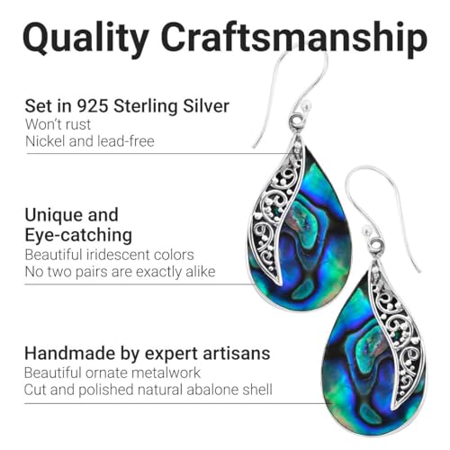 shop lc 925 sterling silver abalone shell dangle drop elegant earrings costume jewelry for women birthday gifts for women
