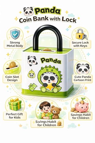 Image of Sajani Cute Cartoon Creative Portable Piggy Bank, Money Saving Box with Combination Lock, Mini Coin Bank Gifts for Boys and Girls, Best Return Gifts for Kids (Pack of 1) (Lock - Green)