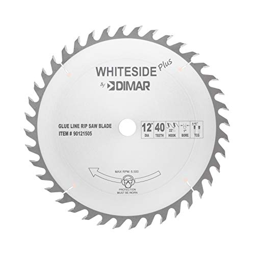 Whiteside 12" Glue Line Rip Blade 40 Teeth 1" Bore TCG Grind...