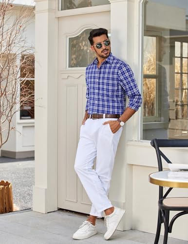 COOFANDY Men's Plaid Button Down Shirt Cotton Long Sleeves Dress Shirt Casual Gingham Shirt4