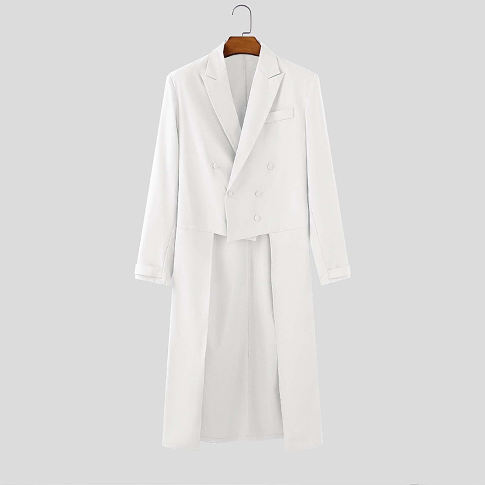 Frack - Giacca da uomo a punta doppia, stile vintage, lunga per smoking, giacca da matrimonio, blazer, giacca per feste, cosplay, abbigliamento lungo, blazer classico