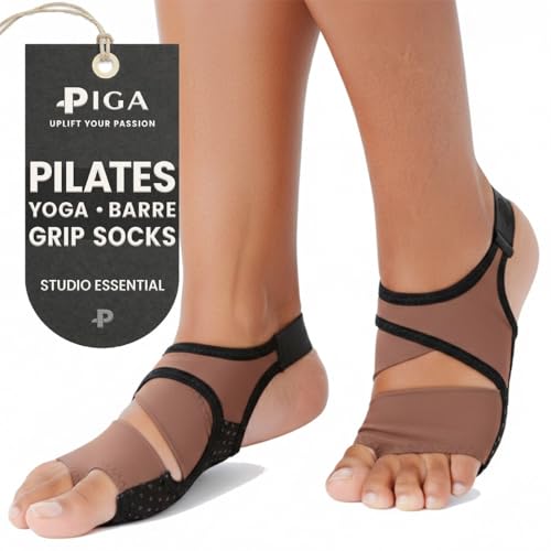 Image of PIGA Toeless Pilates Socks - Non-Slip Grip for Men & Women, Breathable, Durable for Pilates, Barre & Yoga Workouts