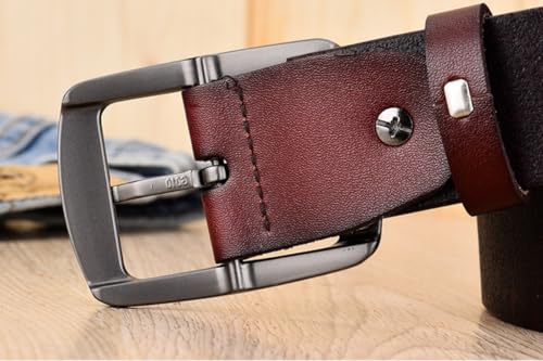 Men's Vintage Leather Belts Pin Buckle Two-Layer Cowhide Genuine Leather Belt Versatile Business Wide Belt3
