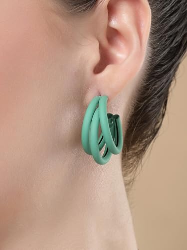Image of Bohey by KARATCART Gold-Toned Classic Half Hoop Earrings for Women