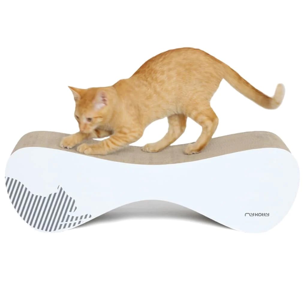 myKotty: Rascador Gato Carton Reversible para Dormir y divertirse - Tapete Corrugado portátil Hecho a Mano - Cama de cartón Horizontal de Doble Cara y no tóxica Muebles para Mascotas Vigo