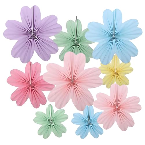 Paper Flowers Decorations Hanging Paper Flower Fans Party Birthday Decorations Hanging for Birthday Party Wedding 9 PCS