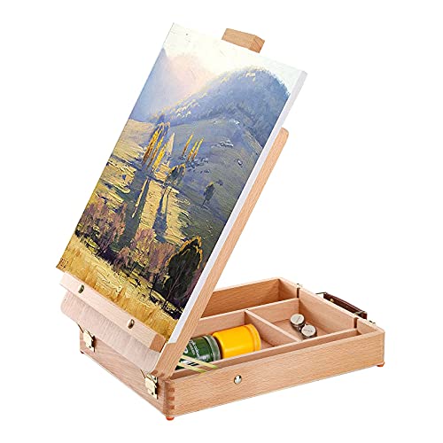 Deayou Wood Tabletop Easel Storage Box, Beechwood Portable Sketchbox For Painting, Adjustable Wooden Desktop Drawing Easel Case For Art Supplies, Painters, Adult, Student, Artist, Beginner #TOP3